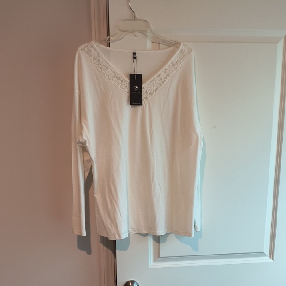 Cream Embellished Fitted Long Sleeve Blouse